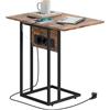 HOMCOM Tavolino Salotto a Forma di C Piano Espandibile Marrone Rustico