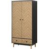HOMCOM Armadio 2 Ante in Legno 4 Vani 90x50x190cm Grigio Scuro