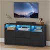 Hzuaneri Mobile TV, Luci LED, 147 x 40 x 76 cm Nero