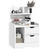 HOMCOM Comodino Camera da Letto con 2 Cassetti 40x30x60 cm Bianco Lucido
