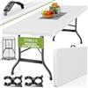 tillvex Tavolo da giardino 180x75cm pieghevole plastica | Tavolo da buffet con impugnatura di trasporto | Tavolo pieghevole per giardino, terrazza e balcone (Bianco)