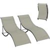 Outsunny Set di 2 Lettini Prendisole da Giardino Pieghevoli Cachi