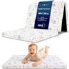 Totsy Baby Materasso Culla 60x120 cm pieghevole per Lettino da Viaggio - Sfoderabile con rivestimento lavabile a 30 gradi & borsa inclusa - Materasso Bambini in schiuma Gufi
