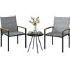 Outsunny Set da Bistrò da 3 Pezzi Tavolino Sedie Esterno Grigio Misto