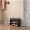 [en.casa] Panchina Portascarpe con Seduta Imbottita a Ribalta e Contenitore Interno Panca Scarpiera Salvaspazio con Scomparti Aperti per Ingresso 46x60x30 cm Nero/Grigio
