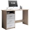 Stella Trading ADRIA, Scrivania con cassetti, finitura simil rovere Sonoma, bianco, pratica scrivania da ufficio con ampia superficie di lavoro, 120 x 76 x 50 cm (L x A x P)
