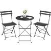 SONGMICS Set da Giardino da Esterno, 3 Pezzi, 2 Sedie, 1 Tavolo, Pieghevole, Salottino da Esterno, Acciaio, Resistente alle Intemperie, per Balcone, Terrazza, Nero Inchiostro GGF036BZ01