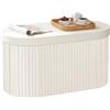 WOLTU Panca Contenitore, Cassapanca Contenitore Interno 76L, Poggiapiedi da Divano Pieghevole, Coperchio Rimovibile, per Soggiorno, Camera da Letto, 76x38x38cm, Crema