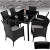 tectake® Set da Giardino in polyrattan, 6 Sedie, 1 Tavolo, Molto Pratico, Sedie con Piedini in plastica Anti-graffio, Salotto da Giardino Esterno, Tavolo da Giardino Con Sedie - Nero/Grigio