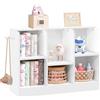 Lestarain Libreria con 6 Scomparti, Libreria Montessoriana con Ripiani Regolabili, Mobile Portaoggetti per Giocattoli, Libri e Vestiti, Mobile per Cameretta dei Bambini, Bianco