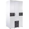 AVANTI TRENDSTORE - Pachino - Armadio 3 Ante con 2 Cassetti Bianco e Grigio Cemento - Guardaroba con 4 Bastoni Appendiabiti e 6 Ripiani, 115,2x191,1x55 cm