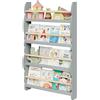 WOLTU Libreria da Parete per Bambini, Piccola Libreria Frontale a 4 Ripiani in Legno, Scaffale Porta Libri a Muro per Cameretta, Grigio, 60x14,5x98 cm