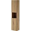 [en.casa] Mobile a Colonna Pensile da Bagno NEWPORT Armadio da Parete con 2 Ante Reversibili 2 Ripiani e Scomparto Aperto 140x30x25 cm - Effetto Rovere Coast Evoke