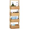 Casaria Mensola da bagno in bambù 4 ripiani 88x16x28cm mensola cucina legno mensole bagno scaffale da spazi stretti