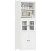HOMCOM Credenza Cucina Alta con 2 Ripiani Aperti 60x30x162 cm Bianco