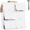 WOLTU Scarpiera Modulare a 6 Scomparti, Portascarpe Salvaspazio in Plastica e Metallo, Scaffale Portaoggetti Componibile, Scomparto da 45x35x35cm, con Sportello, Bianco