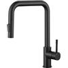 CECIPA Rubinetto Lavello Cucina Nero, Miscelatore Cucina con Doccetta Estraibile, Rubinetti per Lavelli da Cucina, Rubinetto Cucina Nero Acciaio Inox Girevole a 360° Monocomando