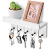 KldgrisPortachiavi da Parete con Design Multifunzione, Legno, 5 Ganci per Chiavi, per Ingresso, Cucina, Corridoio, Ufficio (Bianco)