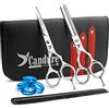 Candure Forbici Parrucchiere Professionali Barbiere Parrucchiere Forbici Sottili Lucido Set - Forbici Capelli per Sfoltire i Capelli Kit Forbice Barba per Donna, Uomo, Bambino