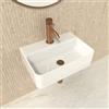 HOGART Lavabo Bagno Piccolo in Ceramica Bianco 37x26 cm - Lavandino Compatto Salvaspazio Rettangolare, Lavabo Sospeso o da Appoggio, Foro Rubinetto Senza Troppopieno, per WC Ospiti e Bagni Moderni