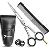 Candure Forbici Parrucchiere Professionali Forbice per Capelli da Barbiere per Taglio di Capelli Acciaio Inossidabile Adatta per Kit Barbiere, Uomini e Donna (Argento Oro, 6.5")