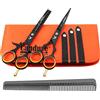 Candure Forbici da Parrucchiere Professionali, Forbici Per Tagliare i Capelli e Forbici Per Sfoltire i Capelli con Pettine e Custodia Per Uomini, Donne, Bambini e barbieri (Nero, 5.5")