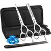 Candure Forbici Parrucchiere Professionali Forbice per Capelli da Barbiere per Taglio di Capelli Acciaio Inossidabile Adatta per Kit Barbiere, Uomini e Donna (Argento Set, 6.5")