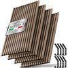TRESKO 4 pannelli acustici in legno, 120 x 60 cm, con 8 ganci appendiabiti, rivestimento da parete in rovere chiaro come parete a lamelle 3D, pannelli in legno per isolamento acustico