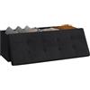 WOLTU Poggiapiedi Cassapanca Contenitore Scarpiera Pouf Sgabello Pieghevole Panca con Coperchio Sedia Bassa in Velluto Nero 110x37,5x38 cm