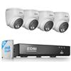 ZOSI 4K 8MP Kit Telecamera di Sorveglianza Esterna PoE, NVR 8CH Espandibile a 16CH, Rilevamento Persone/Veicoli, Visione Notturna 30 m, HDD Integrato da 2 TB per Registrazione 24/7, C220