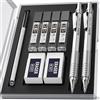 Nicpro 2 Pezzi 0,5 & 0,7mm Metallo Matite Meccaniche Set con Astuccio, Art Matite Portamine con 4 Tubi HB Mine, 2 Gomma, 9 Ricariche Di Gomma, Astuccio Per Artista Disegno Scrittura, Schizzi