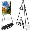 Nicpro cavalletto pittura- 1 pezzi cavalletto per dipingere con treppiede in alluminio nero, altezza regolabile da 43 a 168 cm, per pittura su tavolo/pavimento, espositori, poster, tele | con custodia
