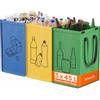 Lifewit Set di 3 Borse Raccolta Differenziata 45 L, Bidoni Differenziata Interno in 3 Colori, Raccolta Differenziata Esterno per Carta, Plastica, Vetro e Bottiglie