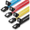 deleyCON 4x 0,5m Cavo SATA 3 SATA III HDD SSD Cavo Dati 6 GBit/s - 1x Diritto a 90° - Giallo Rosso Blu Nero