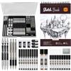 Nicpro Kit di 37 pezzi di forniture per disegno artistico, set di matite meccaniche in metallo 0,5, 0,7, 0,9 e 2 mm, 100 fogli album da disegno 23 x 30 cm, 288 mine, forniture scolastiche, kit da