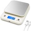 Meilen Bilancia da Cucina Digitale 11 LB/0.1 OZ, Bilancia di Precisione 5 KG / 0.1 G per cucinare e cuocere al forno, Batteria al litio integrata da 300 mAh, Ricarica di tipo C, Bianca