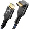deleyCON Cavo HDMI 2.1 8K 3,0m Angolato (Angolo di 90°) per TV, Monitor, PS4, PS5, Soundbar Dolby Atmos e EARC, HDR10+ - Cavo Ultra High Speed 48 Gbps - 10K/8K@60Hz, 4K@120Hz/144Hz, 2K@240Hz