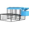 PawHut Pollaio da Giardino Componibile 6-10 Galline Blu 200x165.5x103cm
