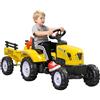 HOMCOM Trattore a Pedali per Bambini 3+ Anni con Rimorchio Clacson Giallo