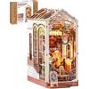 Rolife mini caffetteria per adulti con luce calda, puzzle 3D in legno per decorazione da libreria