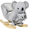 HOMCOM Cavallo a Dondolo Koala in Peluche con Suoni 60x33x50cm Grigio