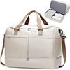 SEAFEW Borsone da Viaggio Extra Grande 45L Bagaglio a Mano Borsa da Viaggio | Weekender Duffle Bag leggero Borsa Palestra Sportiva con scomparto scarpe Borsa Ospedale Parto per Uomo e Donna,Marrone beige