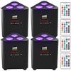 ZonQoonz 4 batterie RGBW 3 LED par con telecomando, 4400 mA ricaricabili LED Par Faro Uplight con indicatore di potenza senza fili DJ luce palcoscenico per KTV discoteca party matrimonio Natale