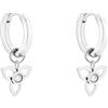 Tamaris Orecchini a cerchio in acciaio inox con zirconi e ciondolo a forma di fiore - argento - 1,5 cm - chiusura a scatto - impermeabile e delicato sulla pelle