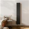 EMKE Radiatore di design, sottile, alto, 1800 x 304 mm, verticale, con attacco centrale, a doppio strato, per bagno, camera da letto e soggiorno, colore nero 1082 W