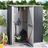 ARKEM Casetta da Giardino per Attrezzi in Acciaio Zincato, con Porte, Maniglie, Tettoia e Sfoghi, Capanno da Esterno per Giardino, Fattoria e Cortile,Capanno Biciclette Antracite 180,5x97x209,5 cm
