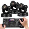 Chameye C410*3+E300 Kit, 4K PTZ Telecamera con 10x Zoom Ottico AI Tracciamento USB3.0/HDMI/LAN(PoE)+ Controller PTZ