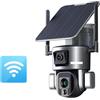 GUOPIN Telecamera di sicurezza cellulare 4K 8MP HD Dual Lens 4G Telecamera di sicurezza solare Esterna 4X 10X Zoom ottico Telecamera con tracciamento automatico Cam CCTV impermeabile Risoluzione HD(4K WiFi 4
