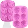 EUGENEKELLY 2pcs Stampo Sagomato Fiore Silicone 6 Cavità,Stampo Sagomato Silicone Jumbo Rose Antiaderente Per Caramelle Cioccolatini,Cubetti Ghiaccio,Gelato,Cioccolato,Gelatina