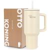 OTTO KONING Borraccia Termica 1,2L Acciaio Inox con Cannuccia e Manico | Doppia parete isolata sottovuoto, mantiene le bevande calde o fredde a lungo, base conica per portabicchieri auto, senza BPA